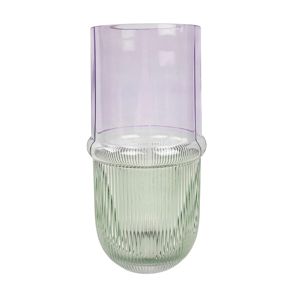 Urban Tommy Deco Ombre 25cm Glass Flower Vase - Sage/Lilac
