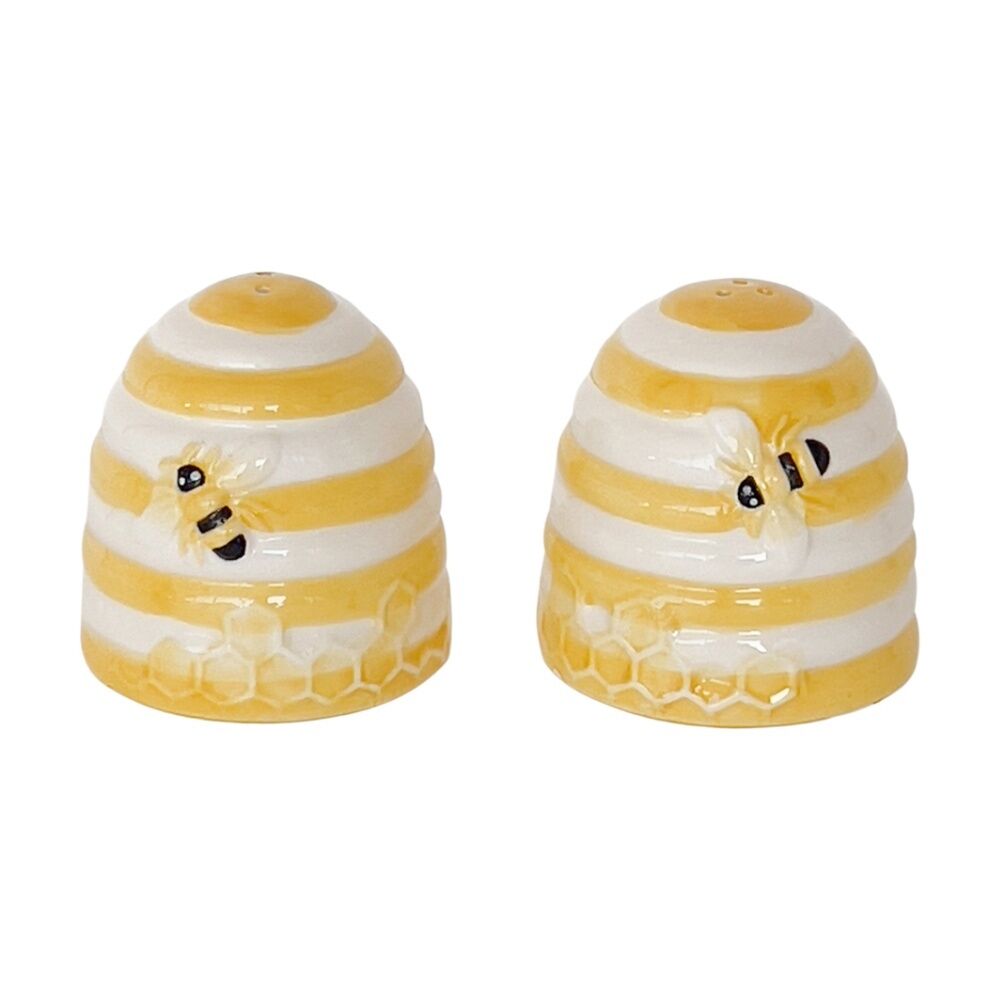 2PK Urban Bee Hive Salt Pepper Shakers Yellow 7cm Serveware Home Kitchen Decor