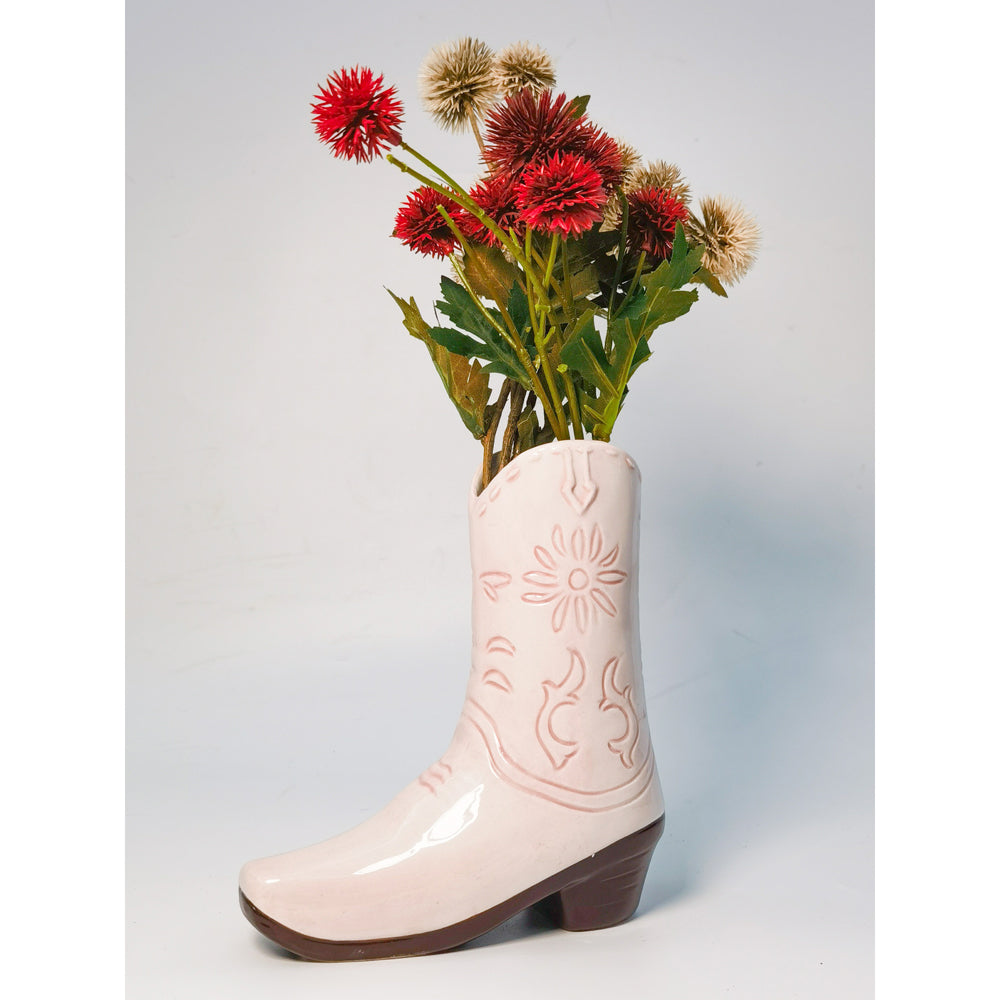 Urban Cowgirl Boot Vase Pink 19cm Decorative Home Decor