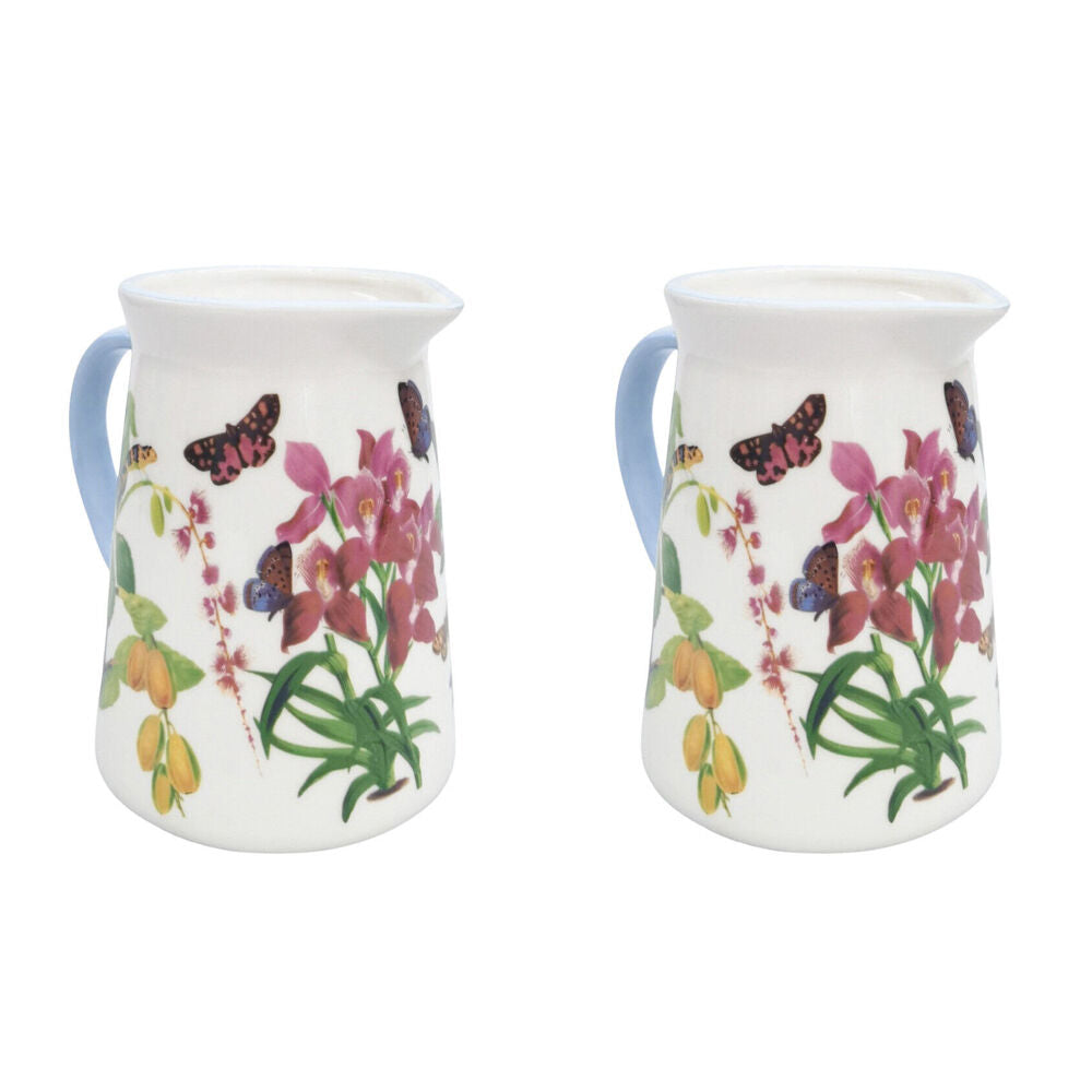 2PK Urban Ceramic Botanicals Pitcher Beverage Serving Jug 15x16cm Green