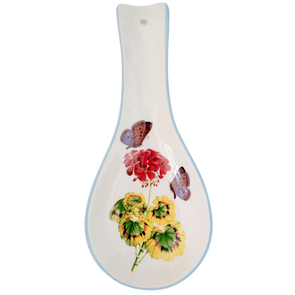 2PK Urban Ceramic Botanicals Spoon Rest Utensil Holder 24x10cm Blue