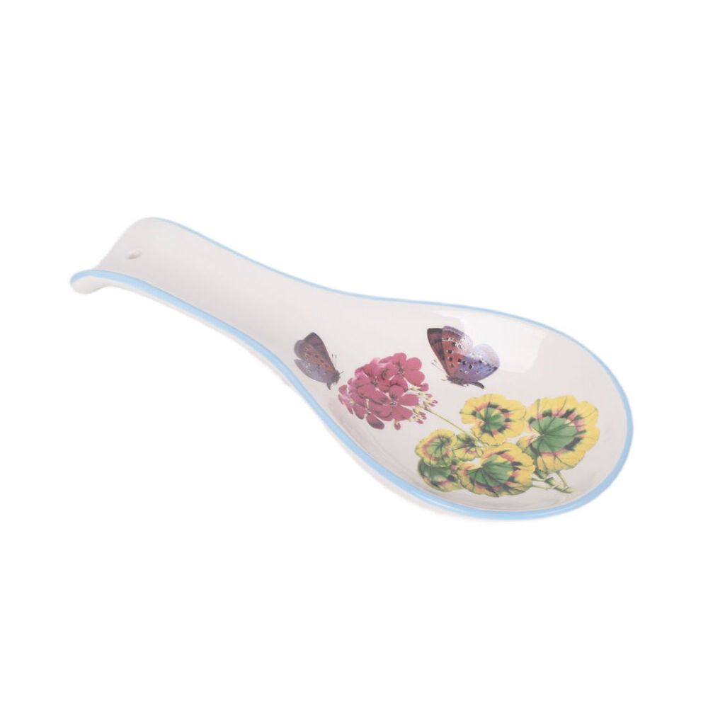 2PK Urban Ceramic Botanicals Spoon Rest Utensil Holder 24x10cm Blue