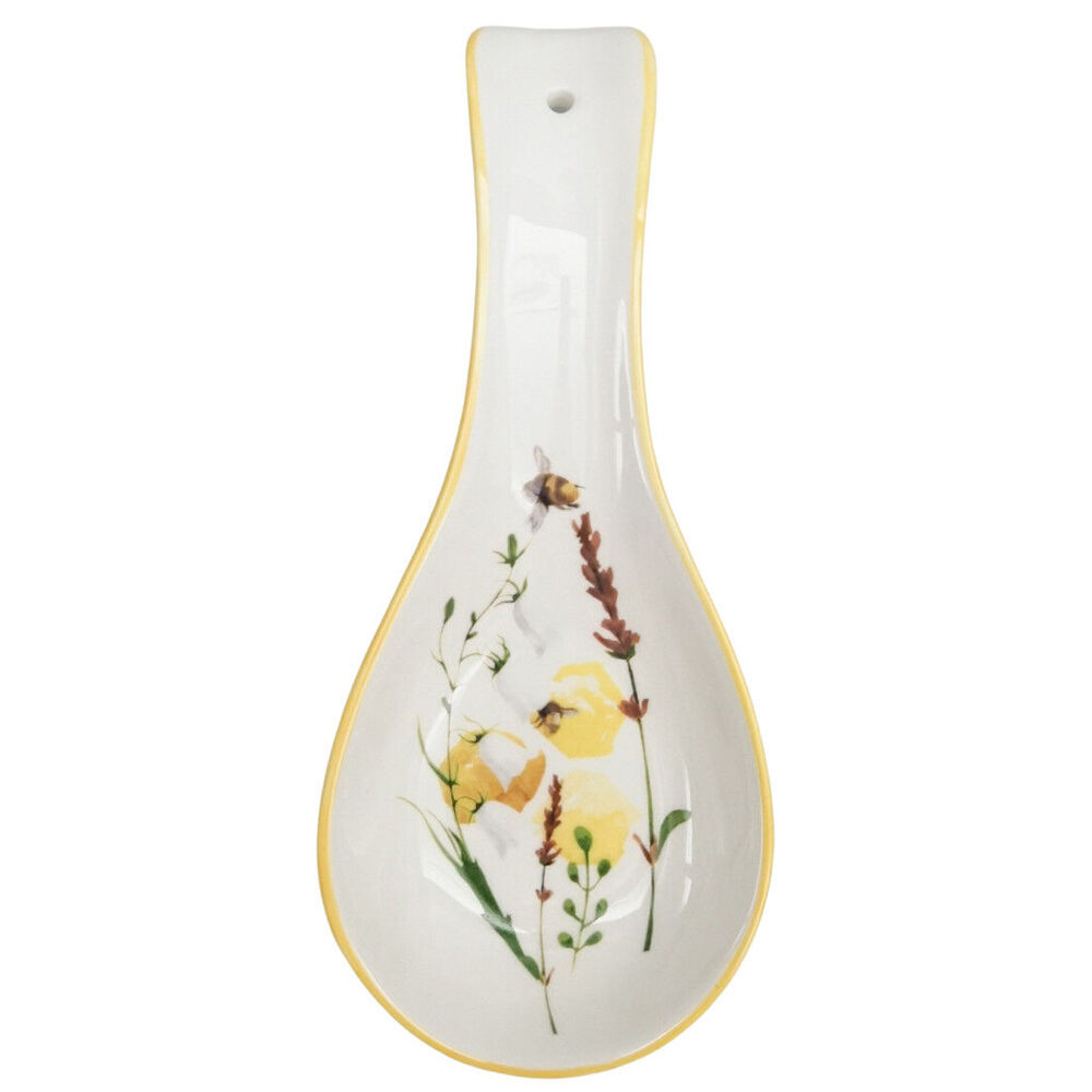 2PK Urban Ceramic Bee Meadow Spoon Rest Utensil Holder 24x10cm Yellow