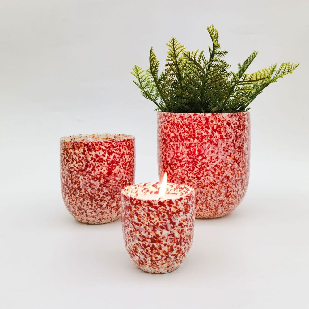 3PK Urban Speckle Planter Pink Red 11cm Home Decorative Garden Decor