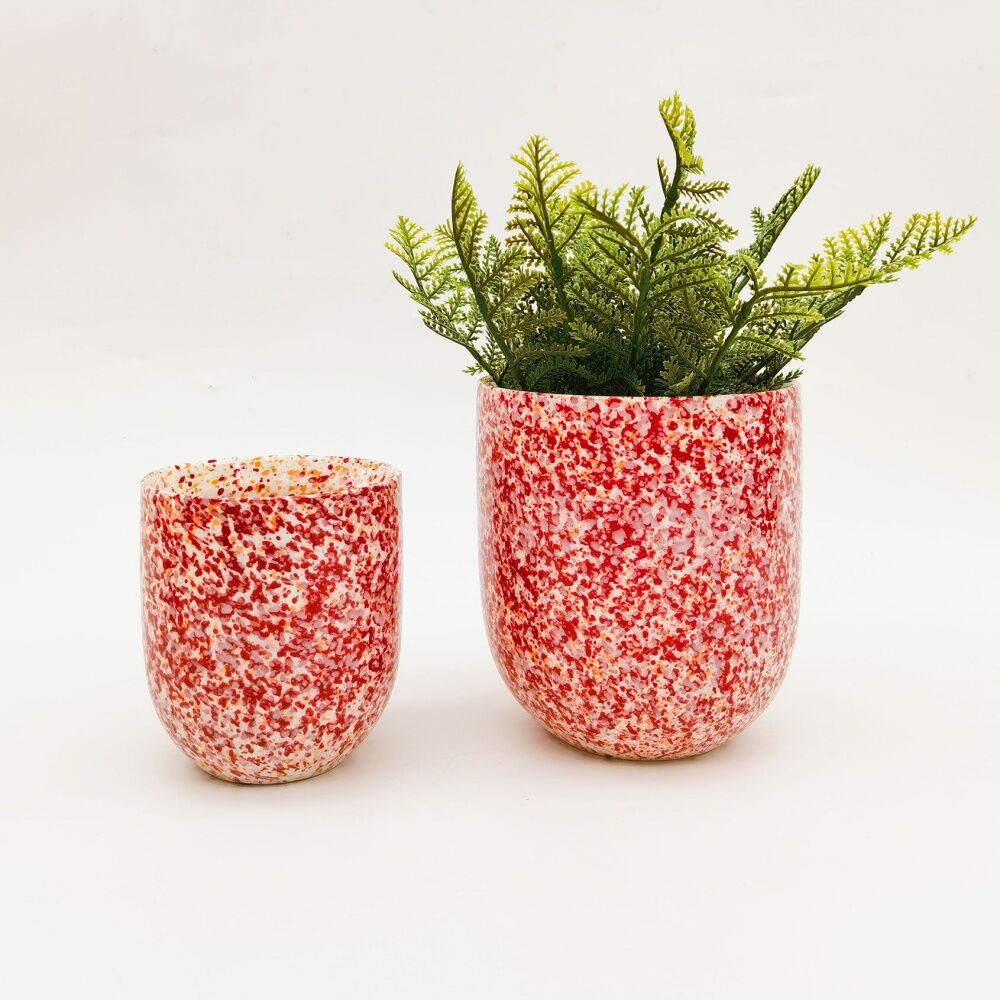 3PK Urban Speckle Planter Pink Red 11cm Home Decorative Garden Decor