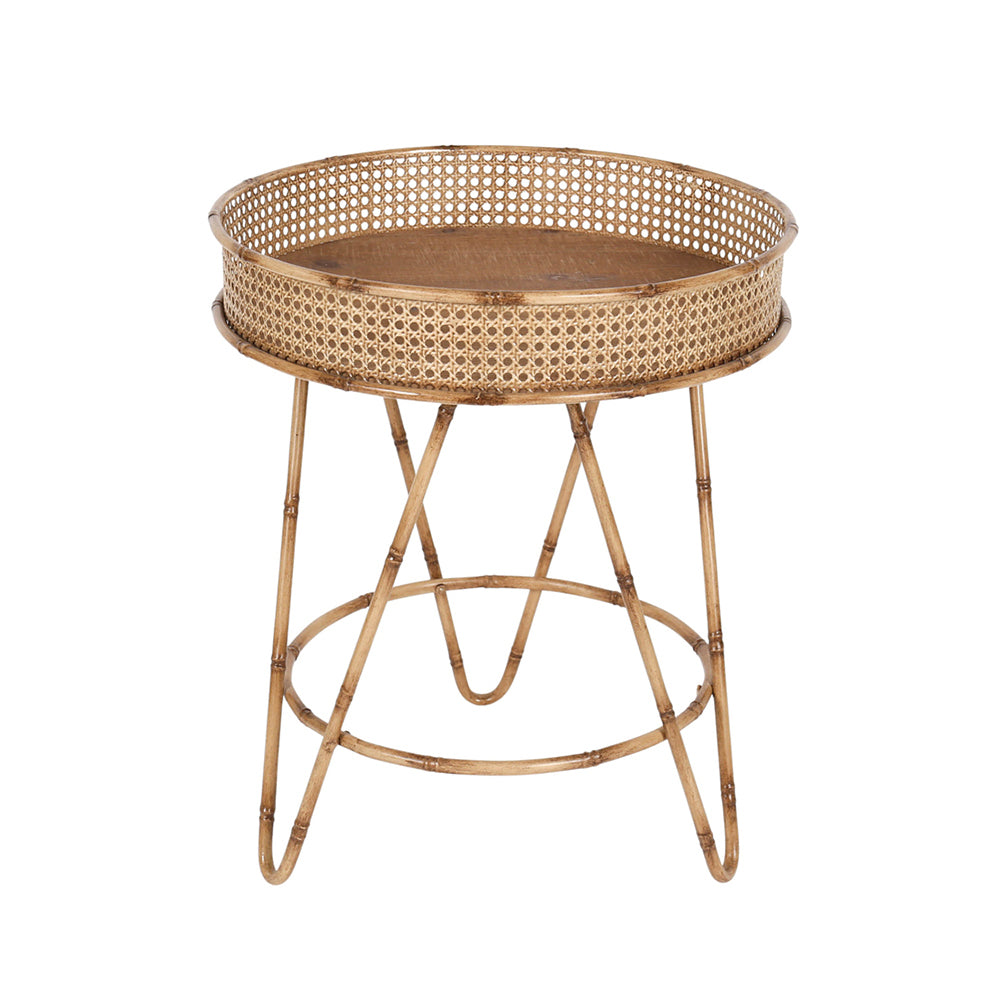 Urban Hazel Round 60x50cm Metal Side Table - Natural