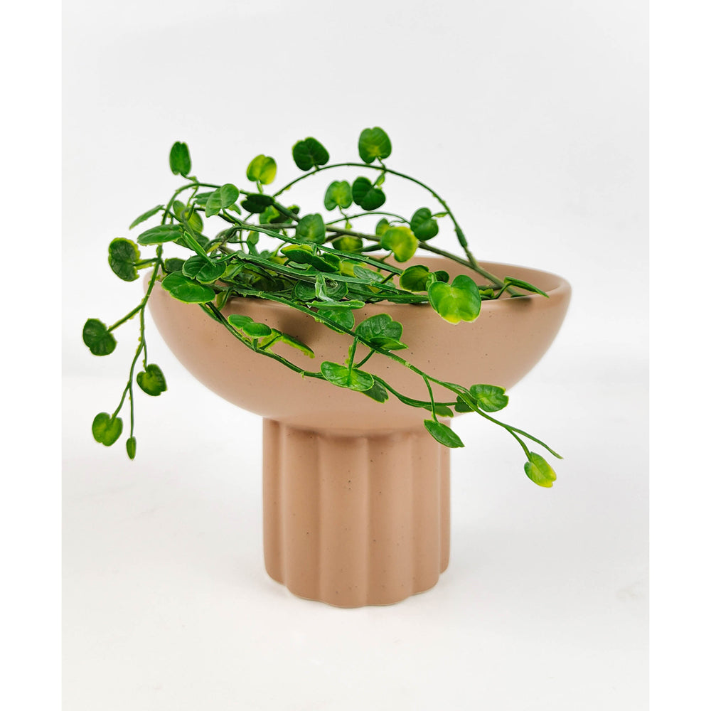 2x Urban Leilani 17cm Ceramic Tall Bowl Planter Home Decor - Beige
