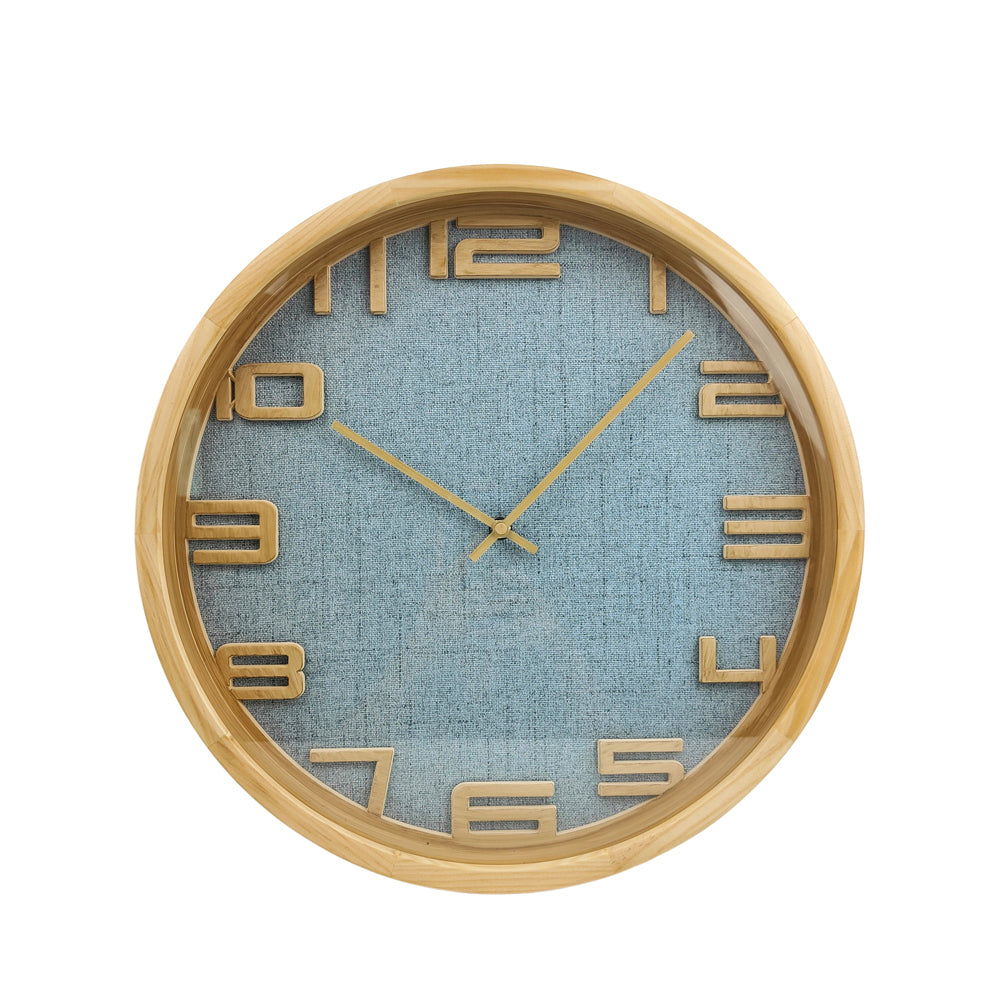 Urban 42cm Pine/Fabric Modern Wall Clock Hanging Home Decor Large - Blue