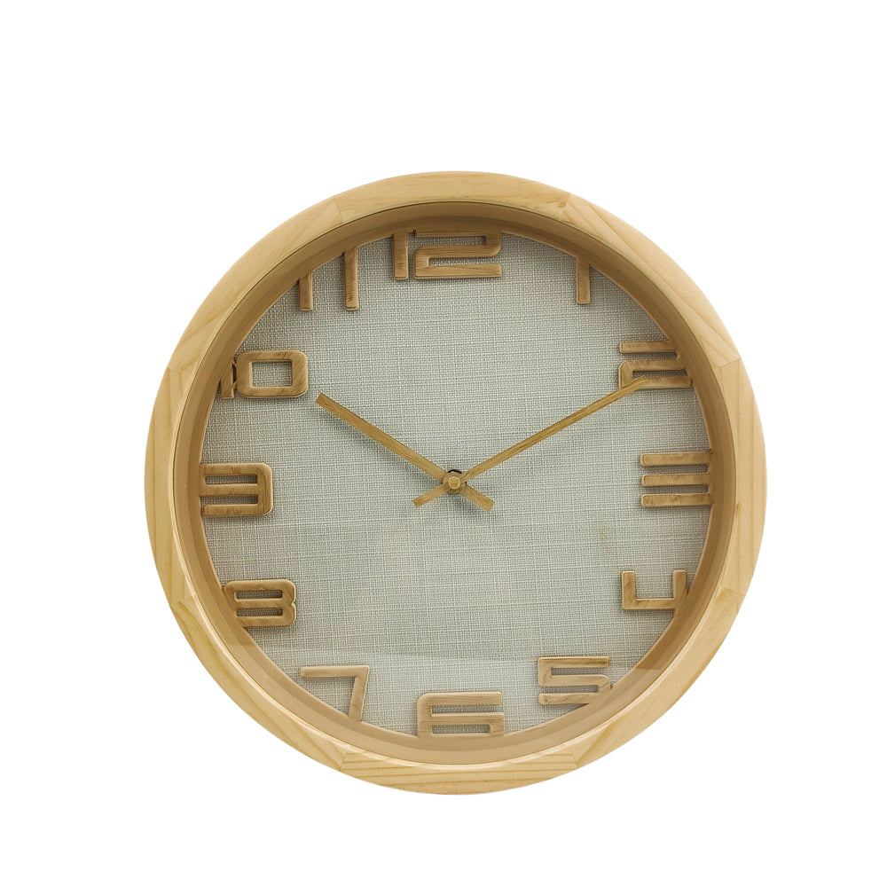 Urban 31cm Pine/Fabric Modern Wall Clock Hanging Home Decor Small - White