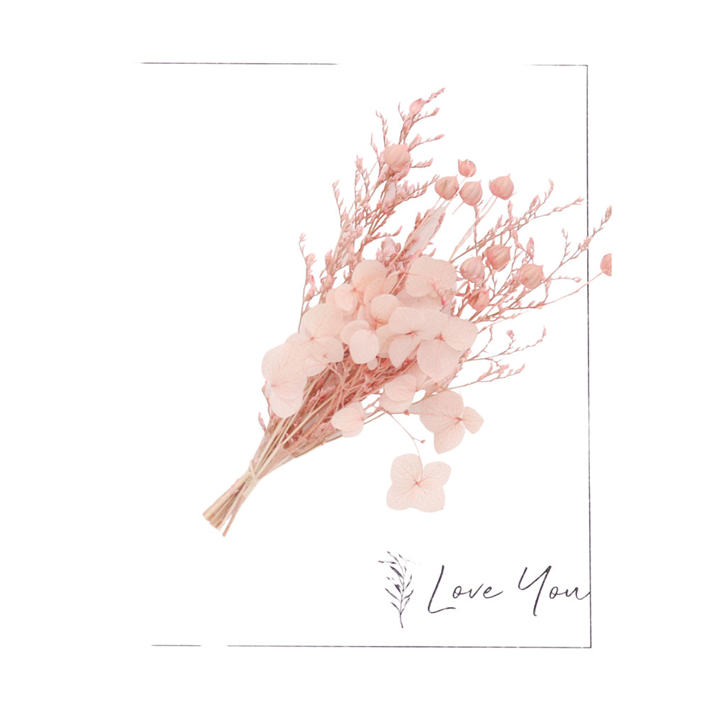 2PK Urban 15cm Dried Floral Love You Card Greeting - Pink