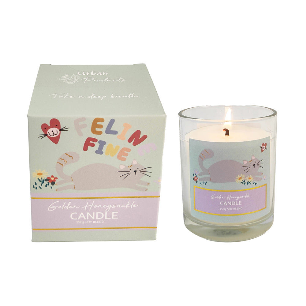 2x Urban Perfect Pets Cat Golden Honeysuckle 150g Glass Candle