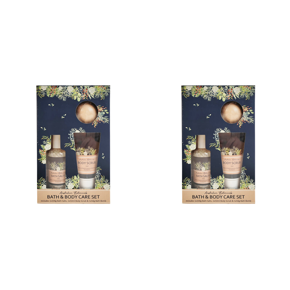 2x 3pc Urban Evie Floral Bath Salt/Bomb/Body Scrub Care Set - Navy