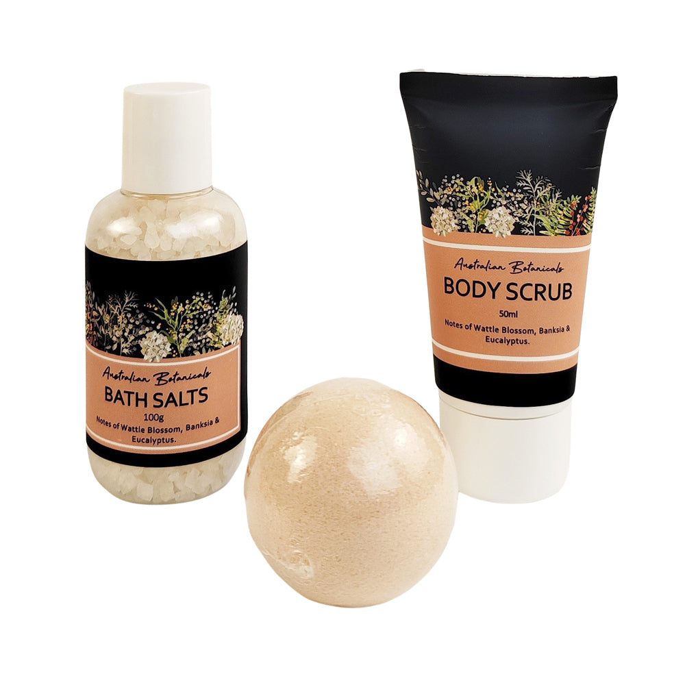 2x 3pc Urban Evie Floral Bath Salt/Bomb/Body Scrub Care Set - Navy