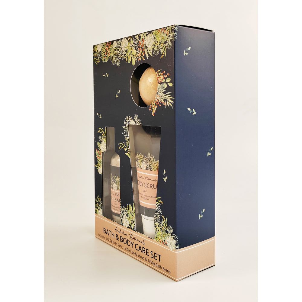 2x 3pc Urban Evie Floral Bath Salt/Bomb/Body Scrub Care Set - Navy
