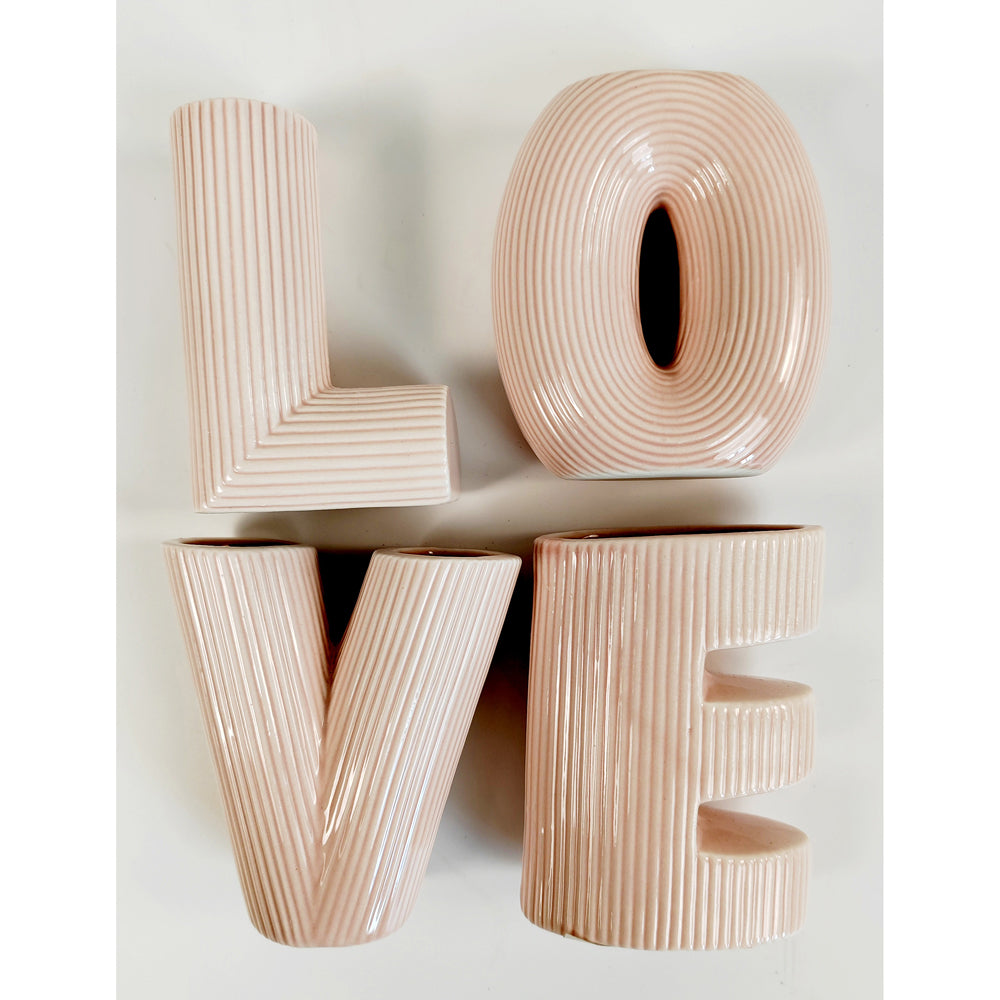 4pc Urban Love Letter 9.5cm Ceramic Flower Vase - Pink