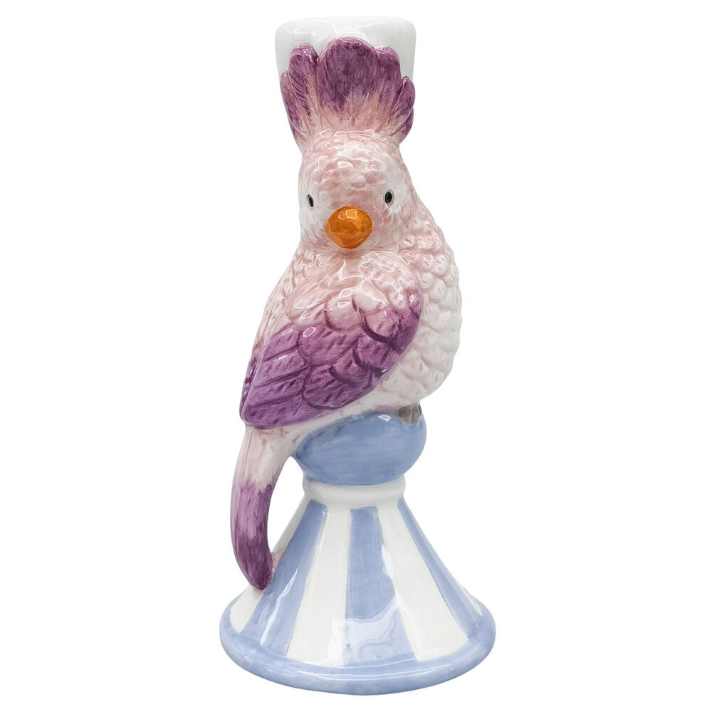 2PK Urban Ceramic Perdy Parrot Candle Stick Holder Home Decor 15x7cm Blue