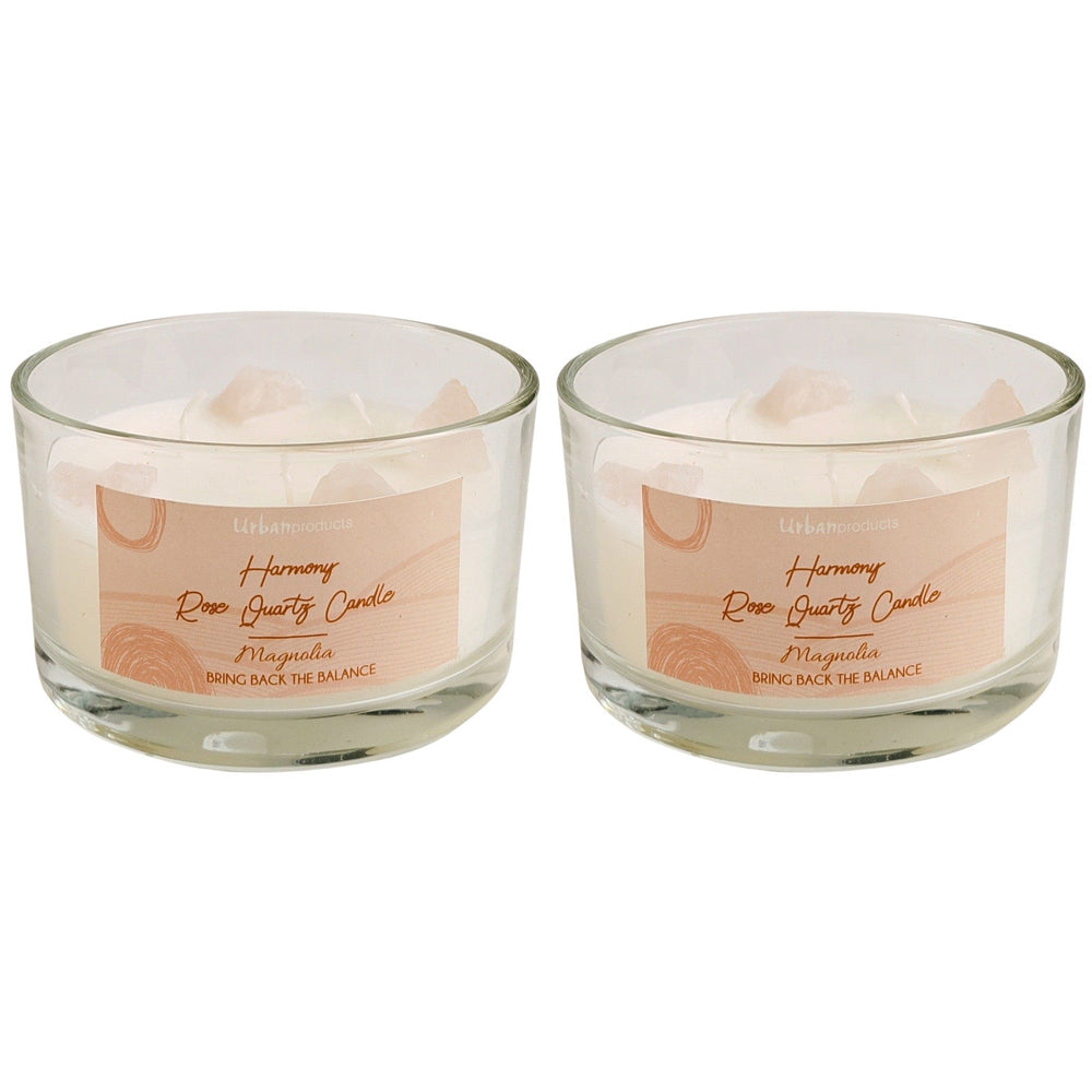 2x Urban Harmony Amethyst 11cm Crystal Glass Candle Soy Blend Wax - Pink