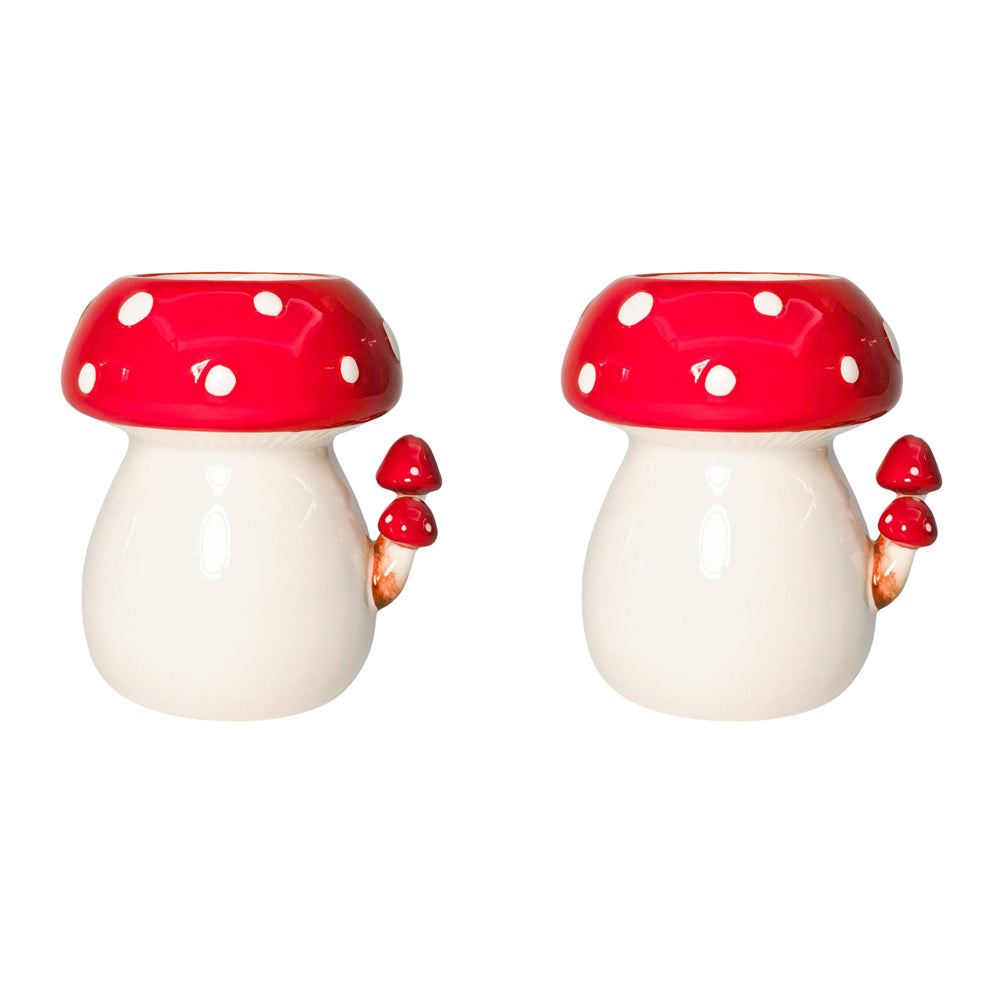 2PK Urban Toadstool with Toadstools Planter White Decorative Garden Decor