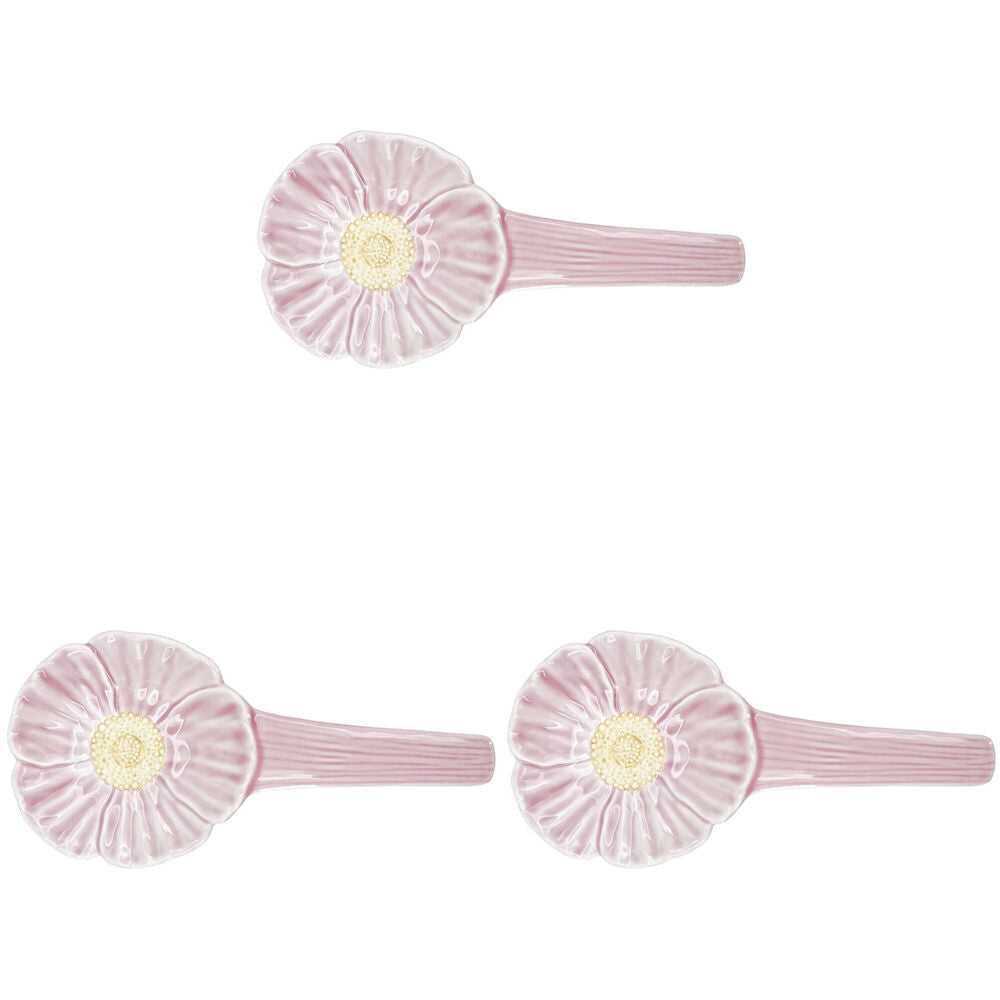 3PK Urban Ceramic Flower Spoon Rest Utensil Holder 22x10cm Pink/Yellow