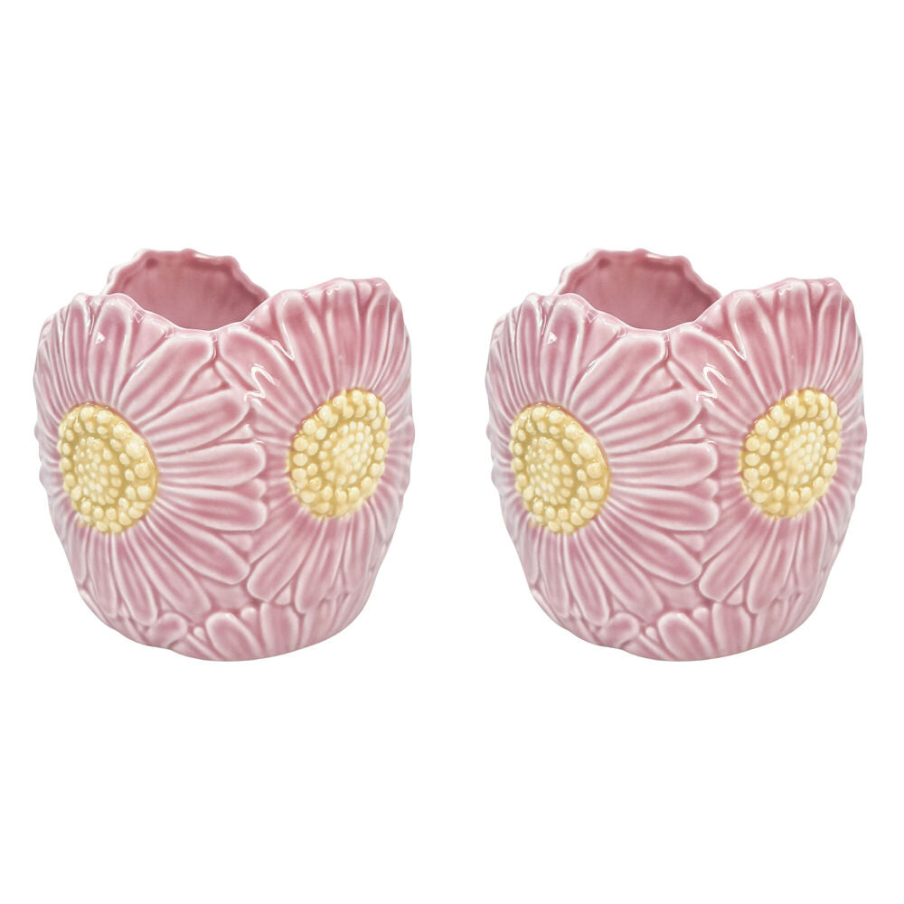 2PK Urban Ceramic Flower Outdoor Garden Planter Pot 12x14cm Pink