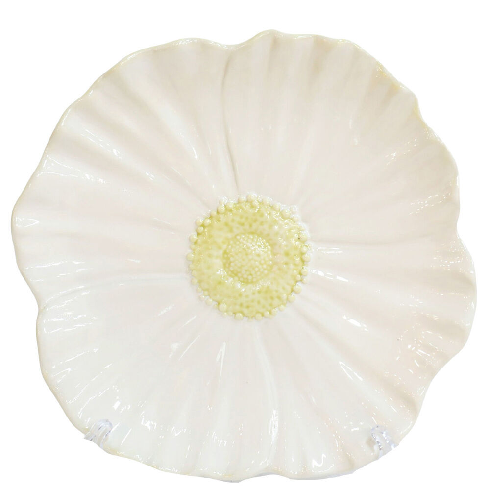 2PK Urban Ceramic Round Flower Serving Plate Dish 20cm White/Yellow