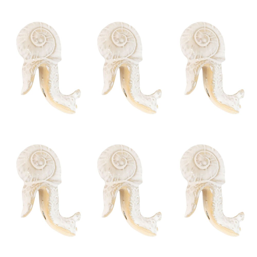 6PK Urban Ceramic Snail Outdoor Planter Pot Hanger Accessory 7cm White