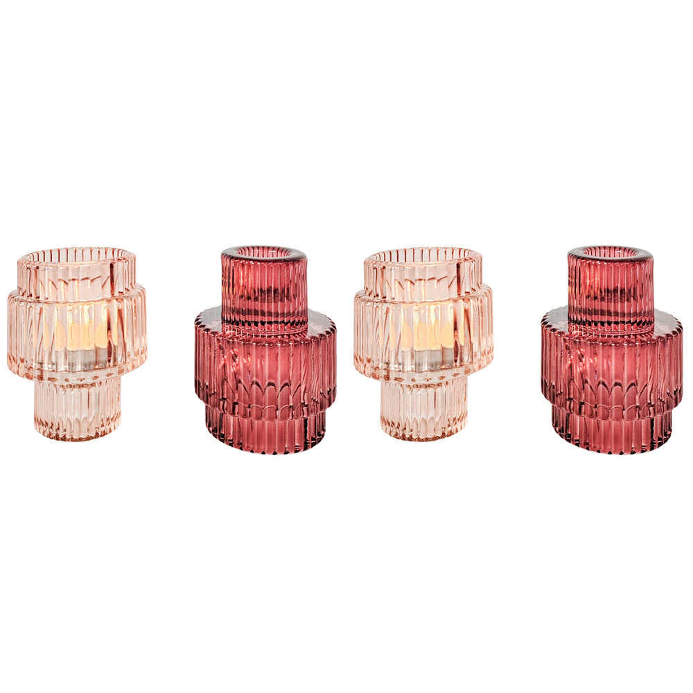 2PK Urban Products Kinkora Glass Candle Holder Pink 10cm