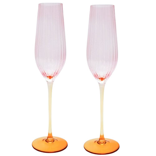2pc Urban Ellie Ombre Champagne Glass Pink/Yellow 26cm