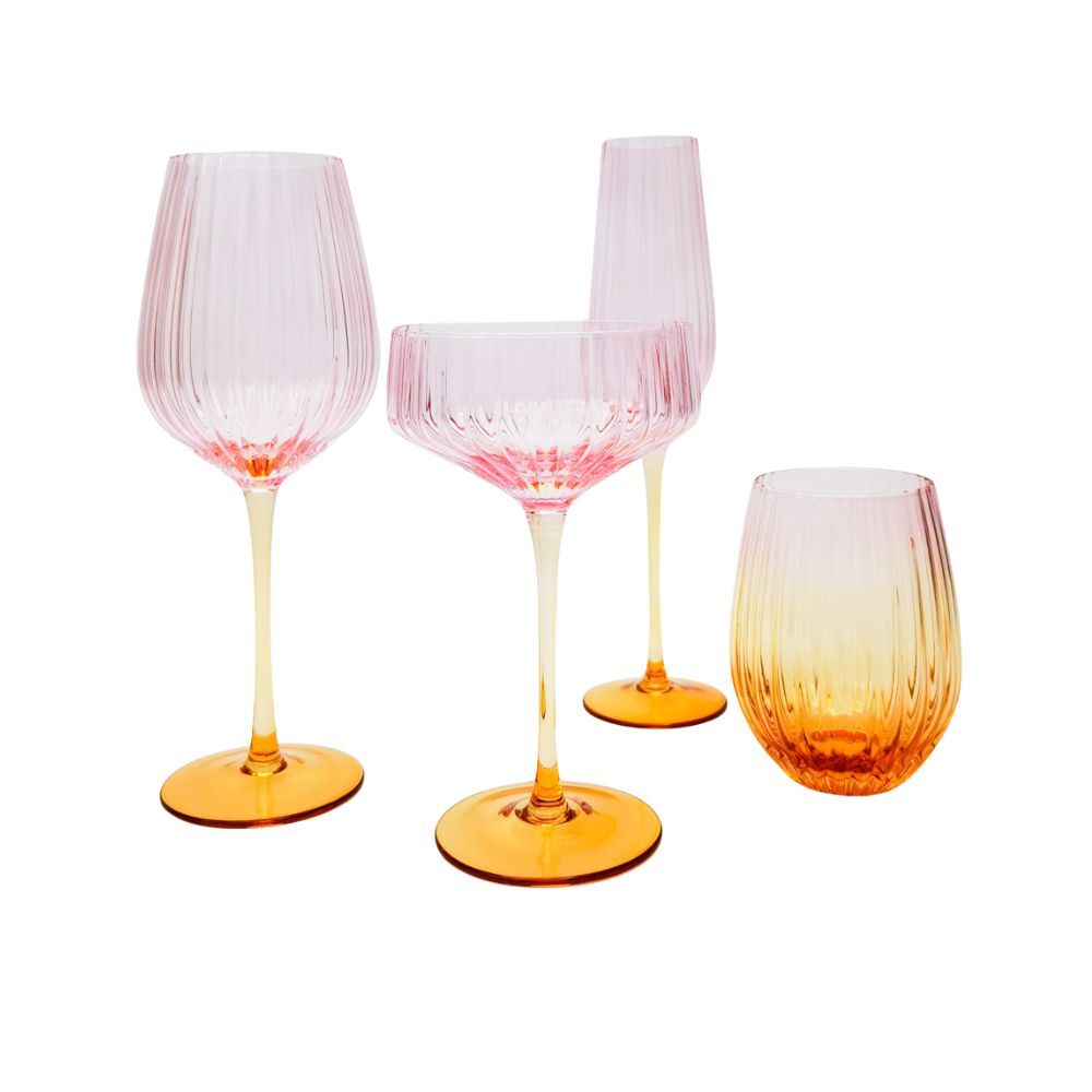 2pc Urban Ellie Ombre Champagne Glass Pink/Yellow 26cm