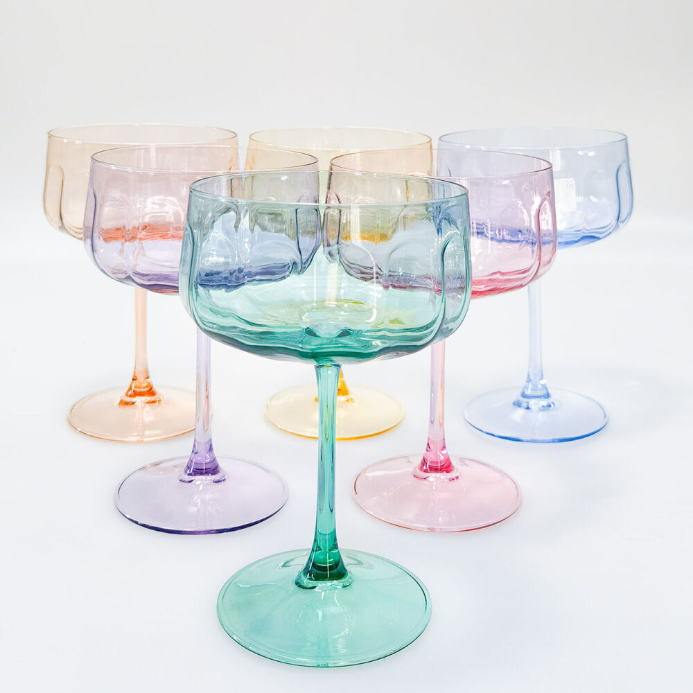 6PK Urban Tillie Coupe Champagne Cocktail Drinking Glass 365ml 16cm Peach