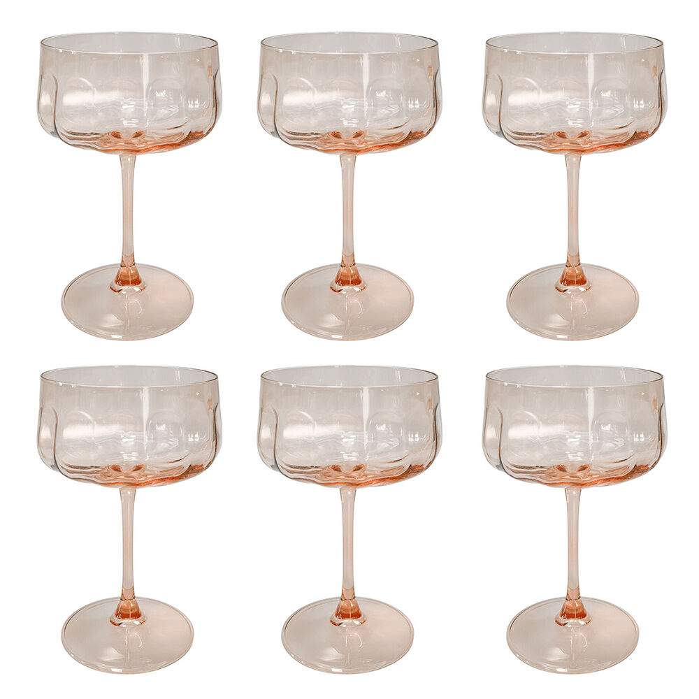 6PK Urban Tillie Coupe Champagne Cocktail Drinking Glass 365ml 16cm Peach