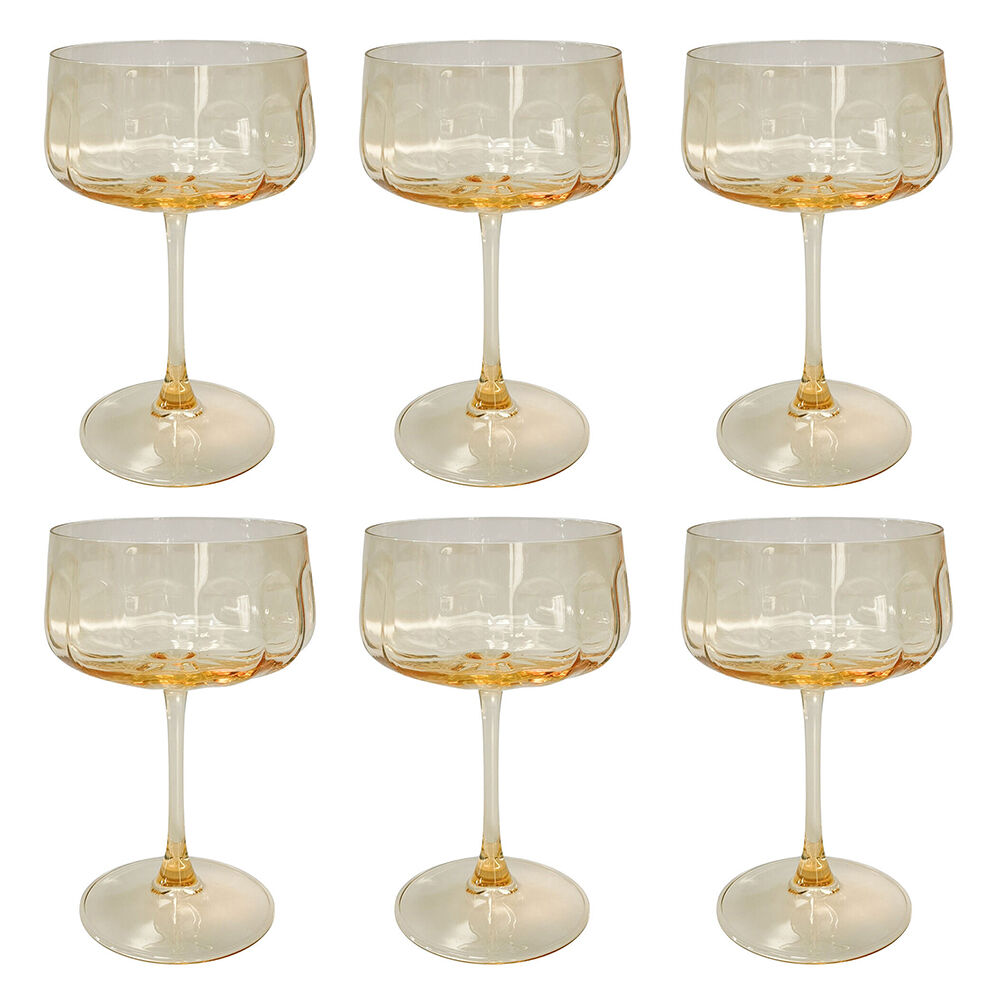 6PK Urban Tillie Coupe Champagne Cocktail Drinking Glass 365ml 16cm Yellow