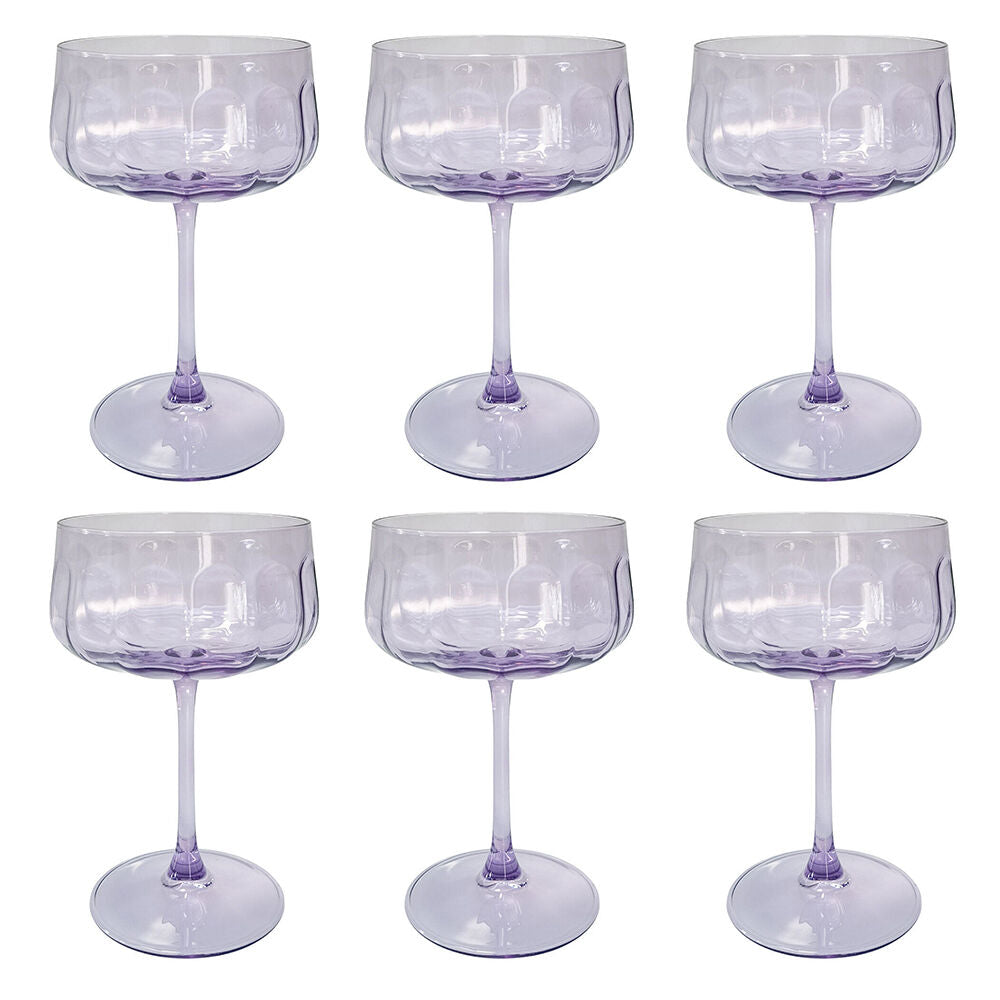 6PK Urban Tillie Coupe Champagne Cocktail Drinking Glass 365ml 16cm Purple