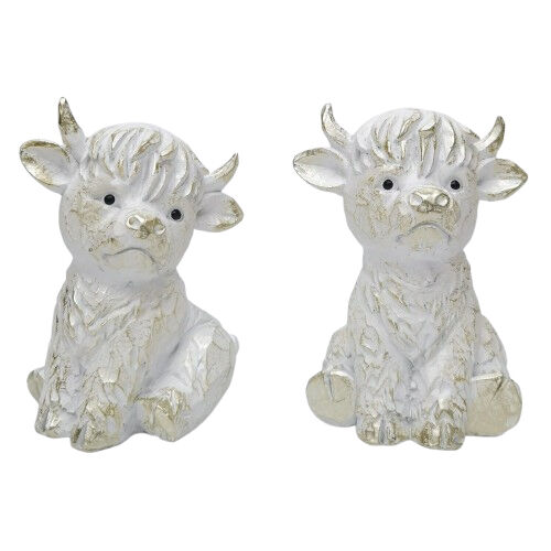 Urban Highland Cow Standing Resin Decoration White 1
