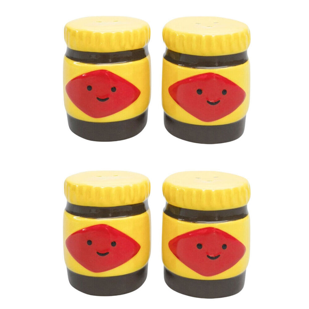 2x 2pc Urban Ceramic OZ Icon Salt & Pepper Shakers 7x6cm Black/Yellow