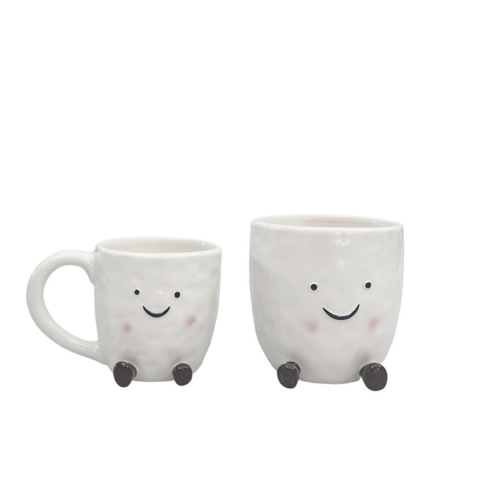 2PK Urban Ceramic Sweetie Pie Friends Vessel Decorative Storage Vase 11cm White