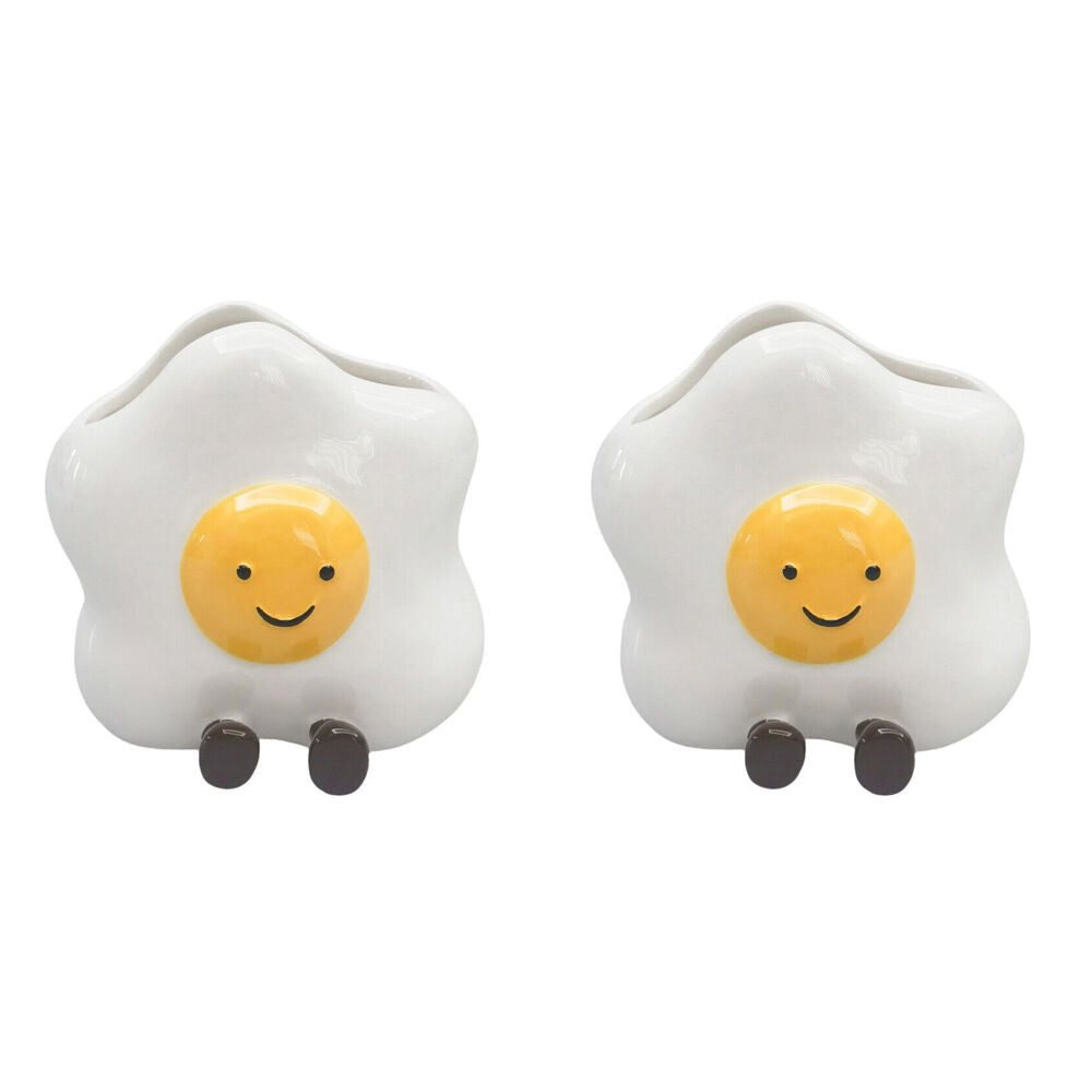 2PK Urban Ceramic Ellie Egg Friends Vessel Decorative Storage Vase 11cm White