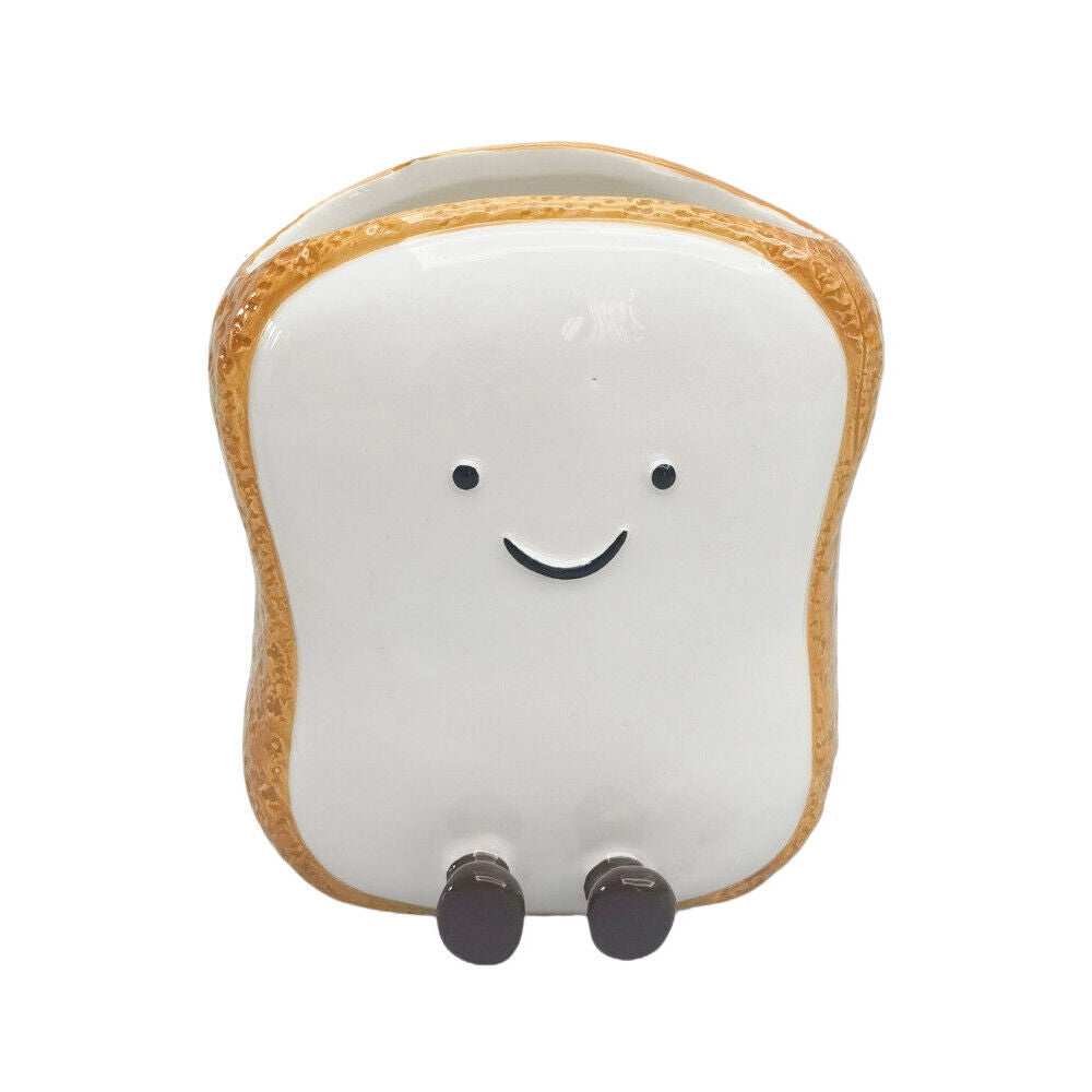 2PK Urban Ceramic Teddy Toast Friends Vessel Decorative Vase 13x12cm White