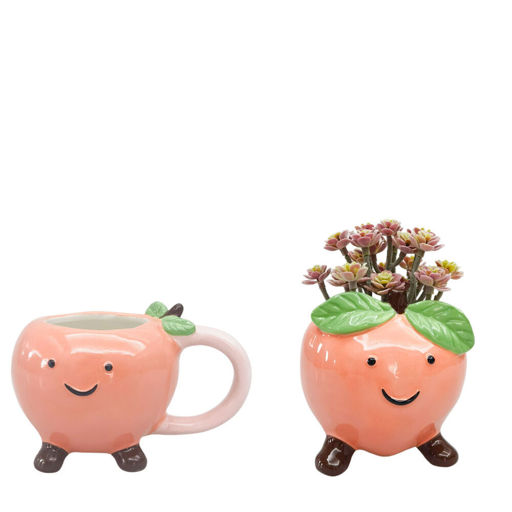 2PK Urban Ceramic Pinky Peach Friends Vessel Decorative Storage Vase 11cm Pink