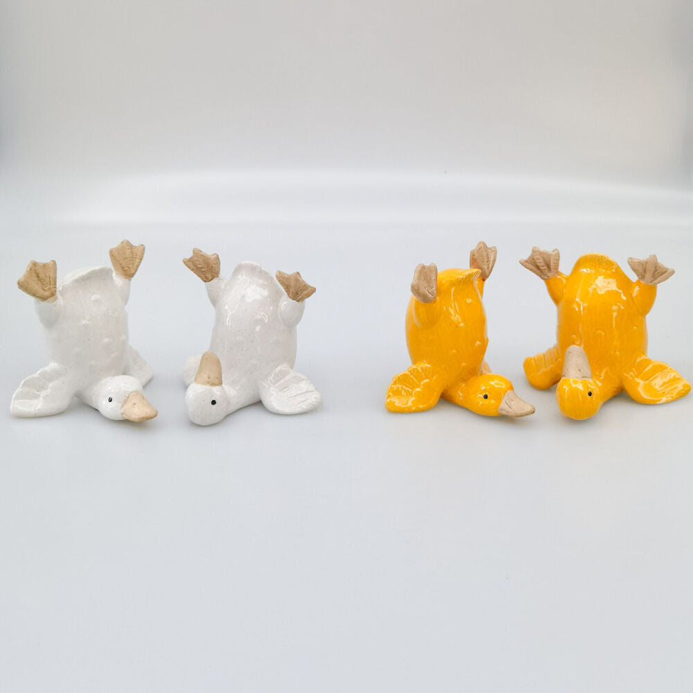 3PK Urban Ceramic Quirky Ducks Decorative Ornament 10cm White Assorted