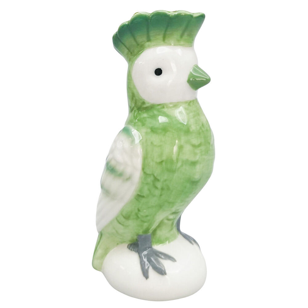 3PK Urban Ceramic Perdy Parrot Bud Home Decor Flower Vase 13x7cm Green