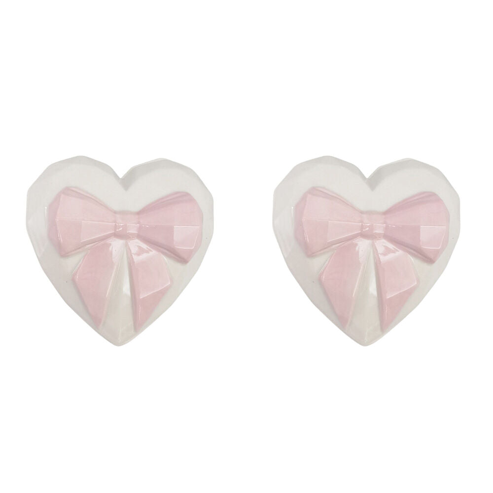 2PK Urban Ceramic Heart w/ Bow Trinket Storage Box 9cm Pink/White