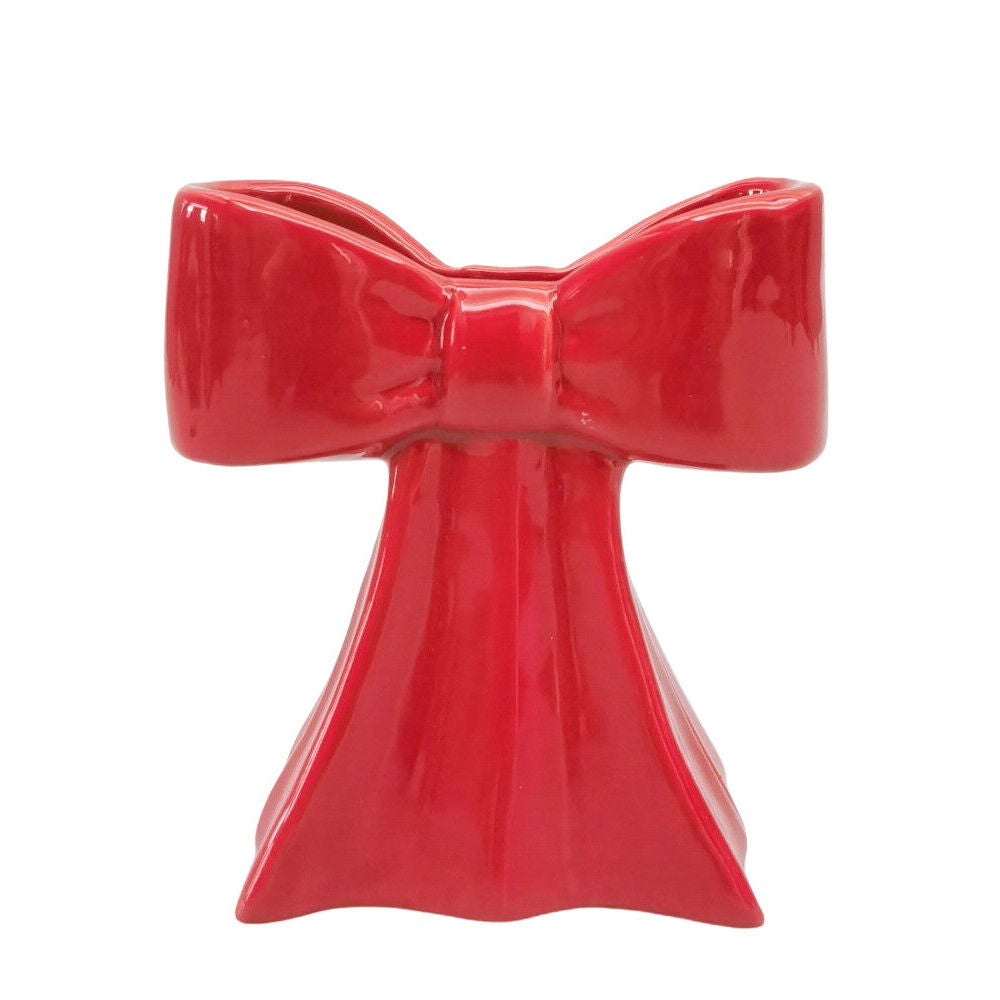 3PK Urban Ceramic Bow Home Decorative Flower Vase Pot 11x10cm Red