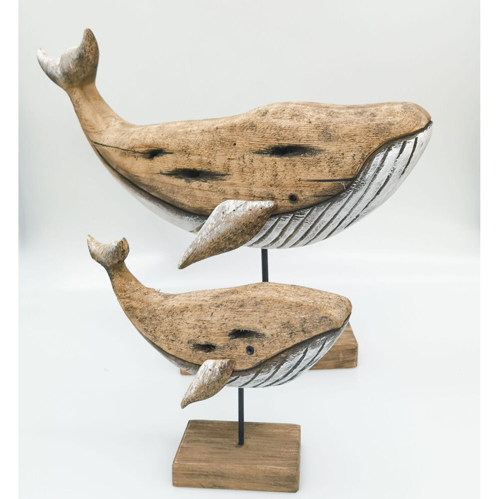 Urban Wooden Drift Whale Table Decorative Ornament 20x25cm Natural
