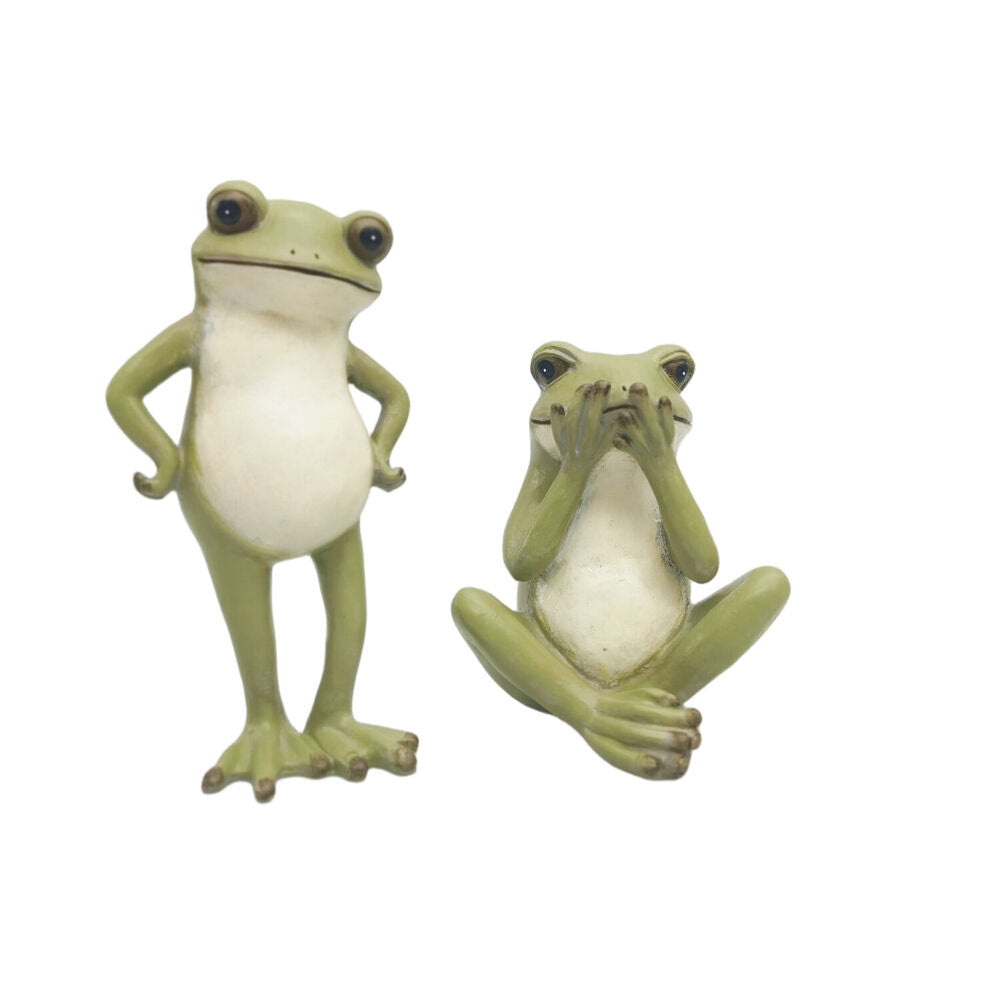 Urban Standing Frog Resin Decorative Ornament Statue 21x11cm Green