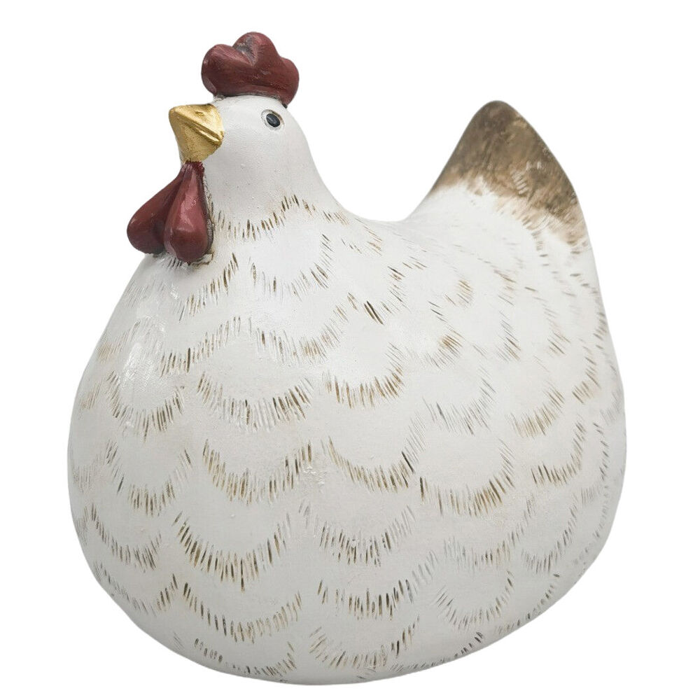 Urban Chicken Resin Decorative Ornament Large 16x13cm White/Black