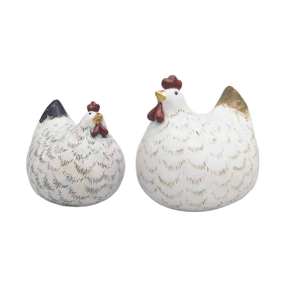 Urban Chicken Resin Decorative Ornament Large 16x13cm White/Black