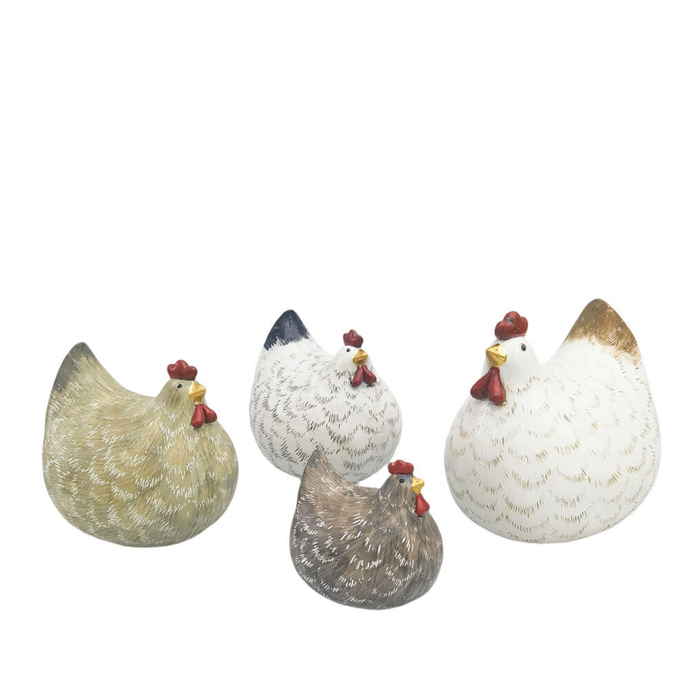 Urban Chicken Resin Decorative Ornament Large 16x13cm White/Black