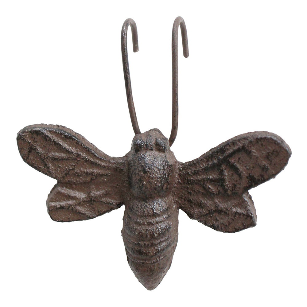 4PK LVD Rustic Cast Iron 9.5cm Pot Hanger Bee Ornament - Brown