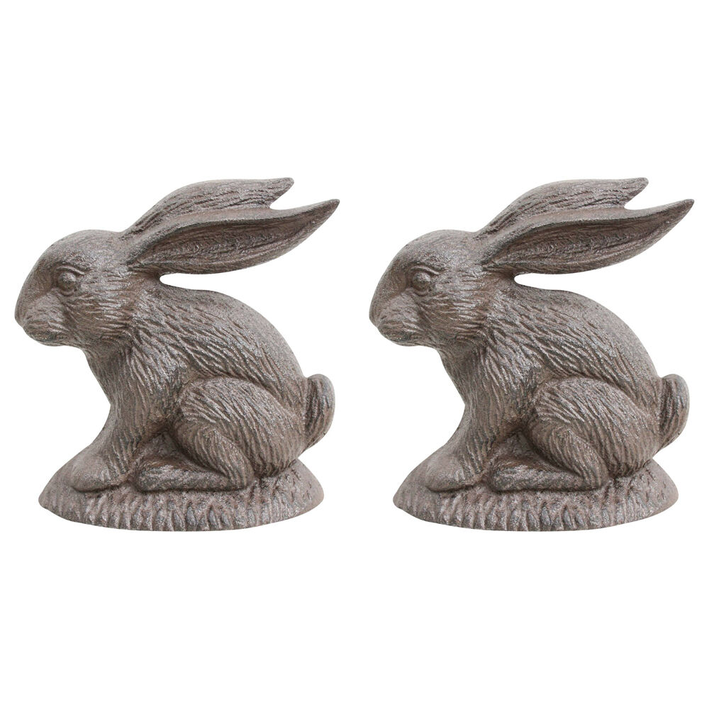 2PK LVD Cast Iron Doorstop Rabbit Door Stopper Decor 16.5cm - Brown